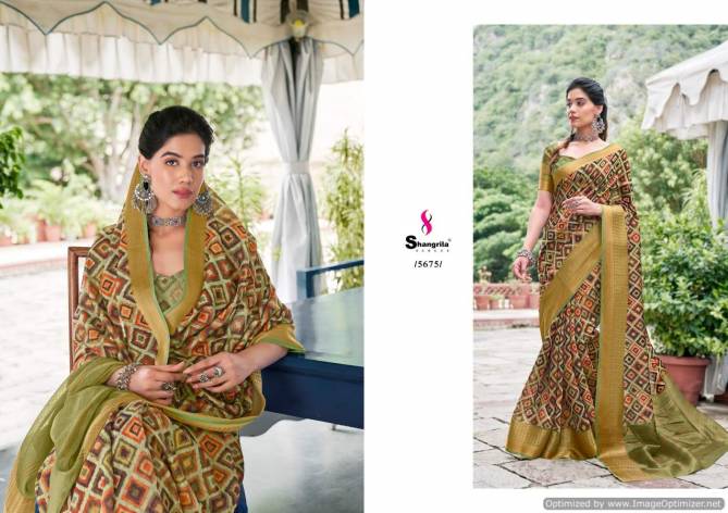 Shangrila Niharika Digital 2 Fancy Festive Wear New Digital Pure Printed Linen Saree Collection